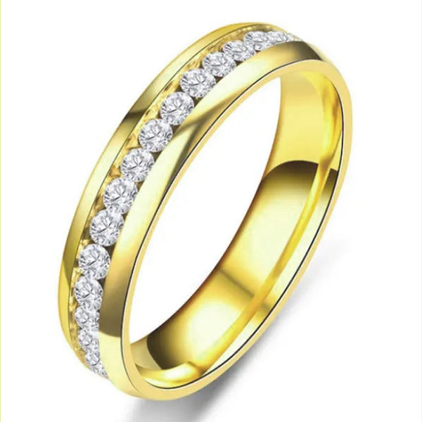 Paar Ring Set Damen 7x7mm Prinzessin CZ Gold Ehering Set Herren Rundum CZ Band