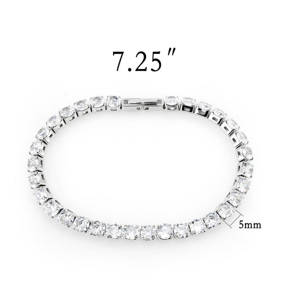 Pulsera de tenis de acero inoxidable sin deslustre con circonita cúbica infinita de corte redondo de 5 mm