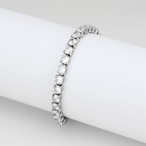 Pulsera de tenis de acero inoxidable sin deslustre con circonita cúbica infinita de corte redondo de 5 mm