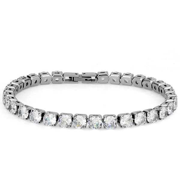 Pulsera de tenis de acero inoxidable sin deslustre con circonita cúbica infinita de corte redondo de 5 mm
