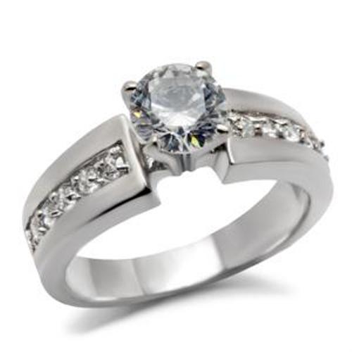 Round Cut CZ Women's Stainless Steel Wedding/Engagement Ring - LA NY Jewelry