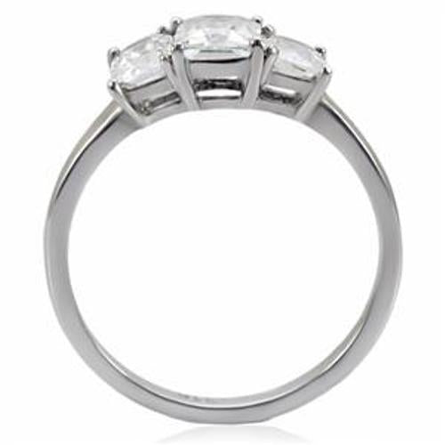 Classic 316 Stainless Steel 3 Princess CZ Wedding Ring - LA NY Jewelry