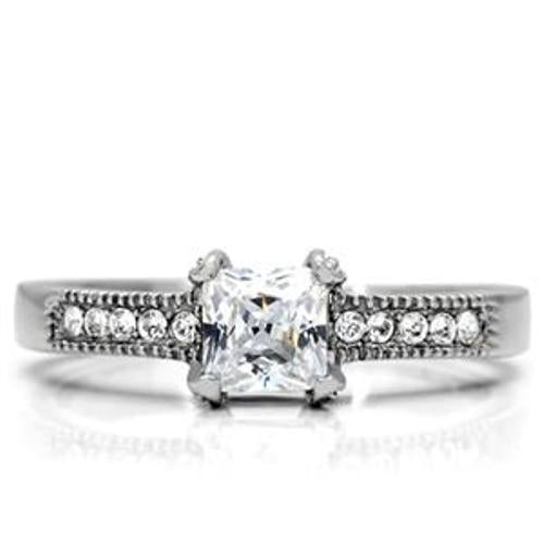 Princess cut CZ Stainless Steel Wedding Ring - LA NY Jewelry