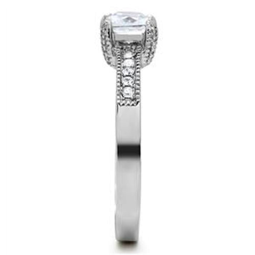 Princess cut CZ Stainless Steel Wedding Ring - LA NY Jewelry