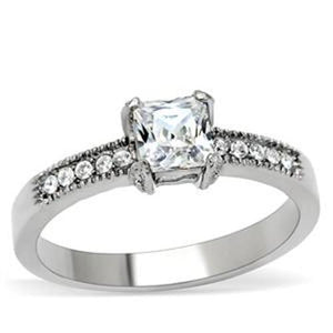 Princess cut CZ Stainless Steel Wedding Ring - LA NY Jewelry