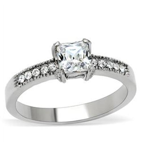 Princess cut CZ Stainless Steel Wedding Ring - LA NY Jewelry