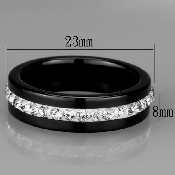Ehering für Damen, rundum mit Zirkonia, Edelstahl, ionenplattiert, schwarz