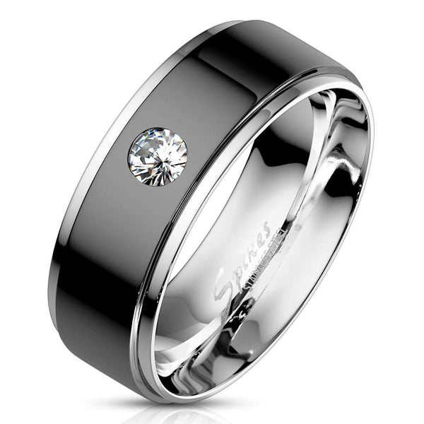 Paarringe Schwarz Set Damen 3 Stein Klein Rund CZ Verlobungsring Herren Lünettenset CZ Ehering