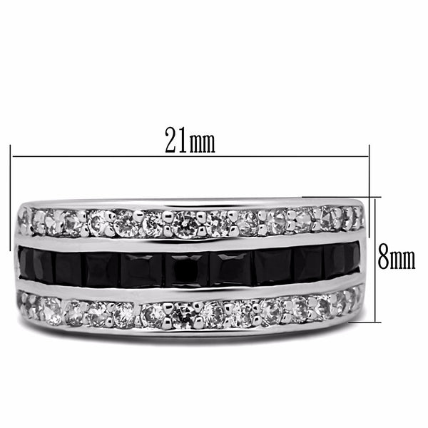 Round Clear CZ and Black Princess CZ  Stainless Steel Eternity Band - LA NY Jewelry