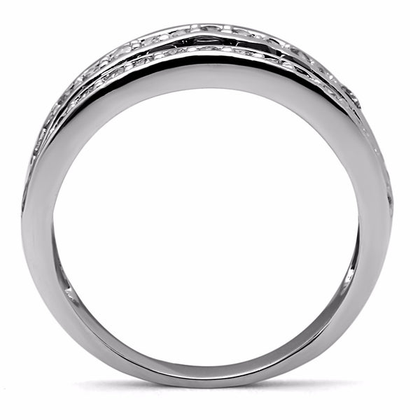Round Clear CZ and Black Princess CZ  Stainless Steel Eternity Band - LA NY Jewelry