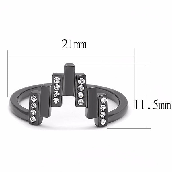 Top Grade Clear Crystal Set in Light Black IP (IP Gun) Stainless Steel Band - LA NY Jewelry