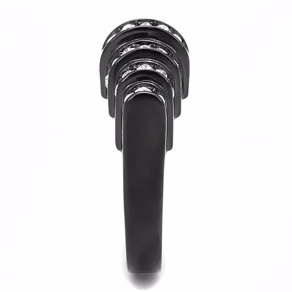 Top Clear Crystals Set in Black Ion Plated Stainless Steel Designer Band - LA NY Jewelry