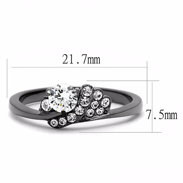 4.5x4.5mm Round Cut CZ Set in Light Black IP Stainless Steel Women's Ring - LA NY Jewelry