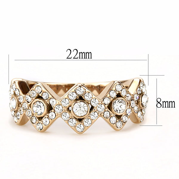 Top Grade Crystal set in 5 Rhombus Shape Rose Gold IP Stainless Steel Band - LA NY Jewelry