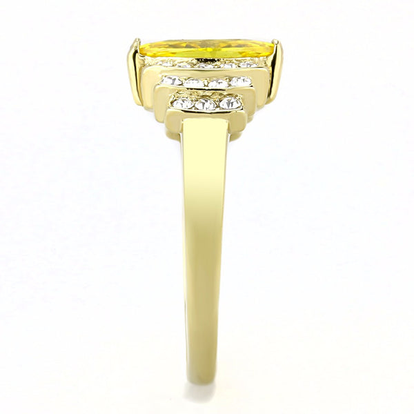 10x5mm Marquise Cut Yellow CZ Center Set in Gold IP Stainless Steel Women's Ring - LA NY Jewelry