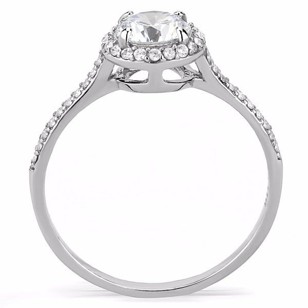 7x7mm Clear Round CZ Center Set in Stainless Steel Delicate Ring - LA NY Jewelry
