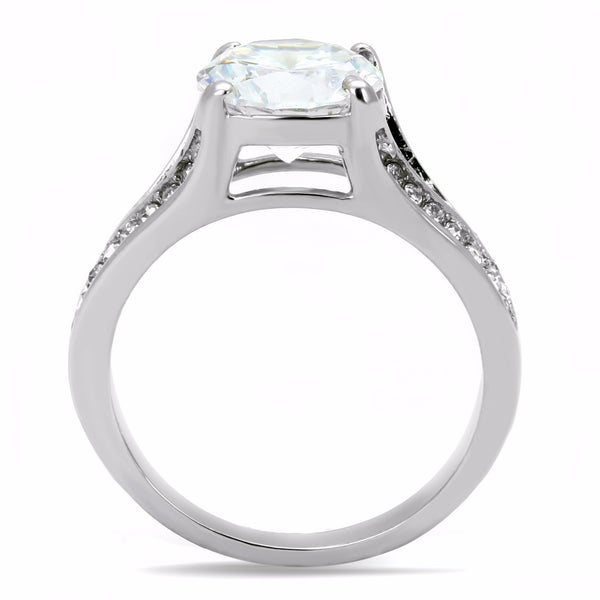 9x9mm Round Cut CZ Center 316 Stainless Steel Promise Ring - LA NY Jewelry