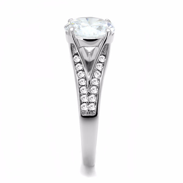 9x9mm Round Cut CZ Center 316 Stainless Steel Promise Ring - LA NY Jewelry