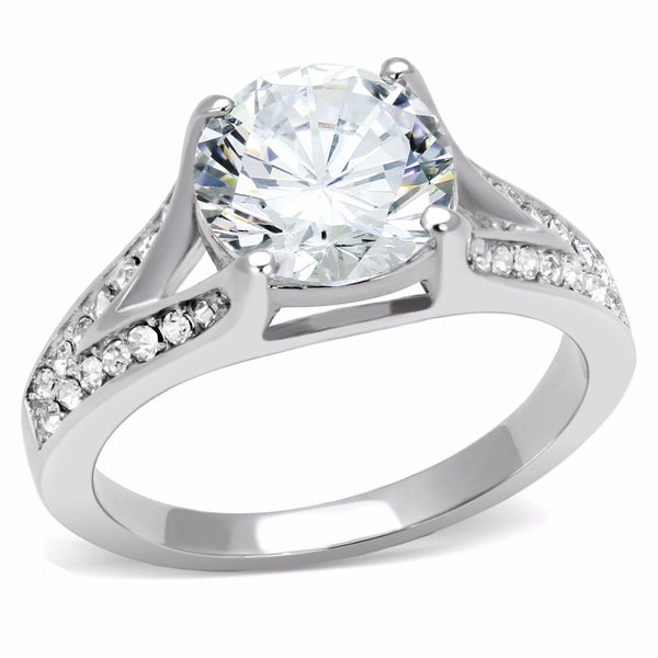 9x9mm Round Cut CZ Center 316 Stainless Steel Promise Ring - LA NY Jewelry