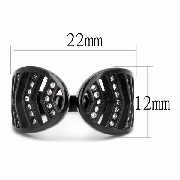 Top Grade Clear Crystals Set in Black IP 316 Stainless Steel Designer Band - LA NY Jewelry