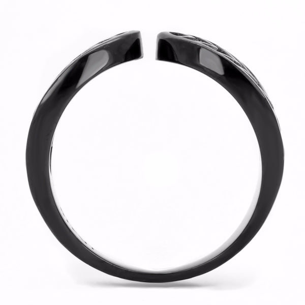 Top Grade Clear Crystals Set in Black IP 316 Stainless Steel Designer Band - LA NY Jewelry