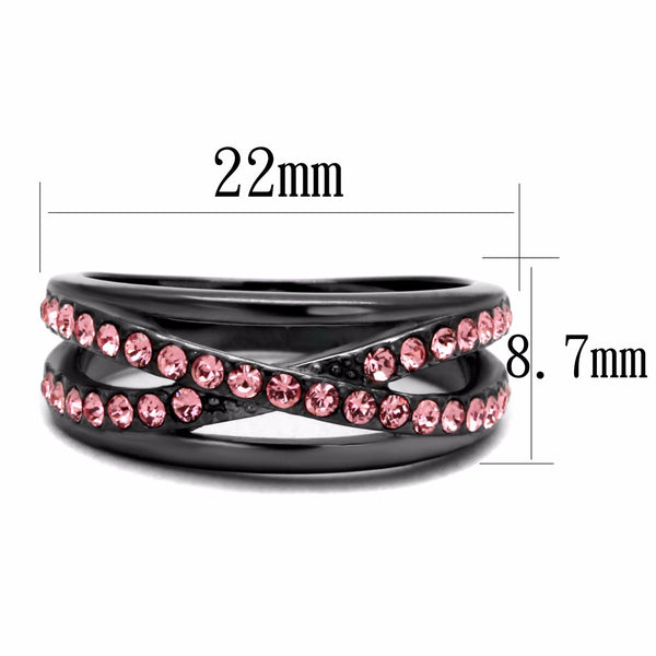 Top Grade Light Peach Crystal on X Cross Light Black IP Stainless Steel Band - LA NY Jewelry