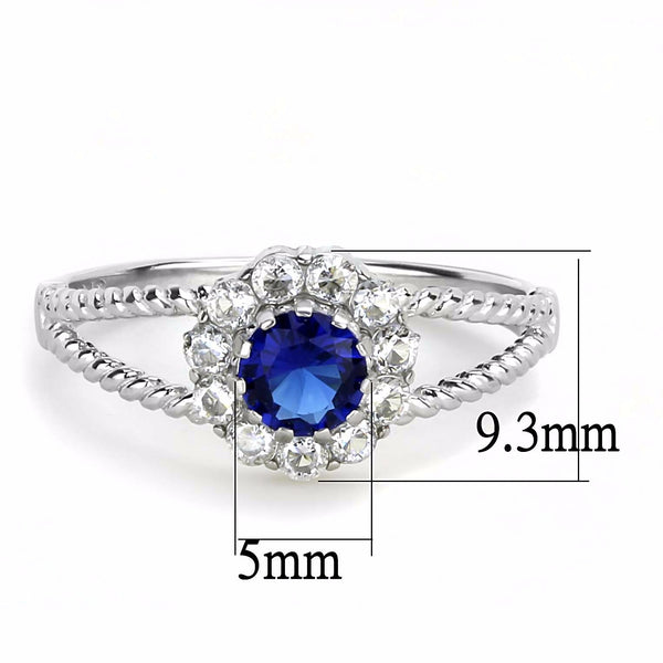 Women's 5x5mm Round Cut Sapphire CZ Center Stainless Steel Cocktail Ring - LA NY Jewelry
