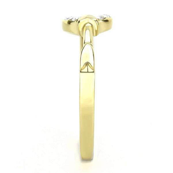 Top Grade Crystal on Circle Link Arrow Gold IP Stainless Steel Band - LA NY Jewelry
