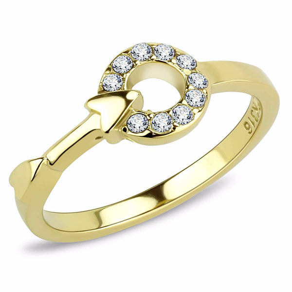 Top Grade Crystal on Circle Link Arrow Gold IP Stainless Steel Band - LA NY Jewelry