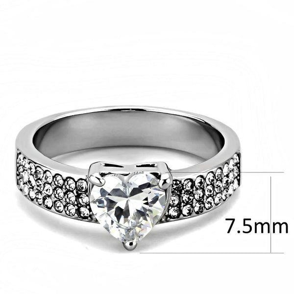 Womens 1 Carat Heart Cut CZ Stainless Steel Non Tarnish Wedding Anniversary Ring - LA NY Jewelry