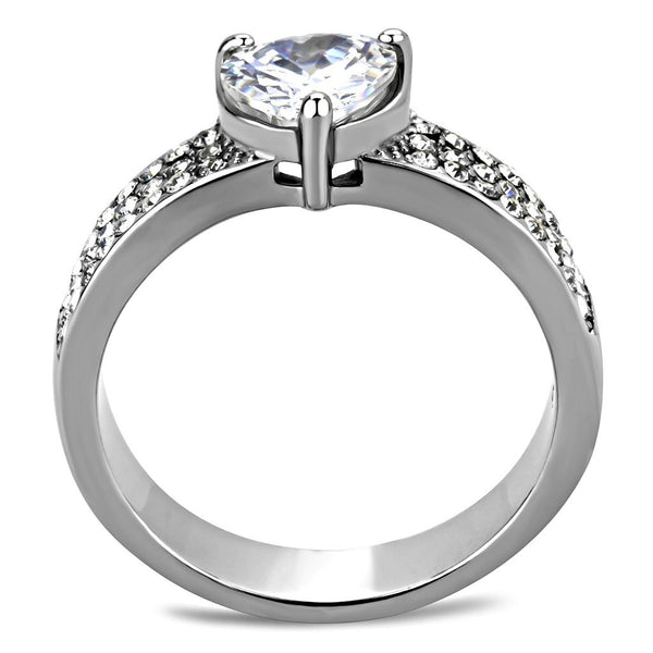 Womens 1 Carat Heart Cut CZ Stainless Steel Non Tarnish Wedding Anniversary Ring - LA NY Jewelry