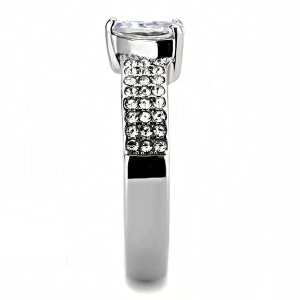 Womens 1 Carat Heart Cut CZ Stainless Steel Non Tarnish Wedding Anniversary Ring - LA NY Jewelry
