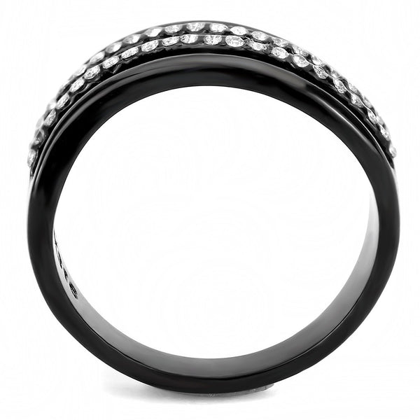 Top Grade Crystal Designer Black IP Stainless Steel Womens Infinity Pave Band - LA NY Jewelry