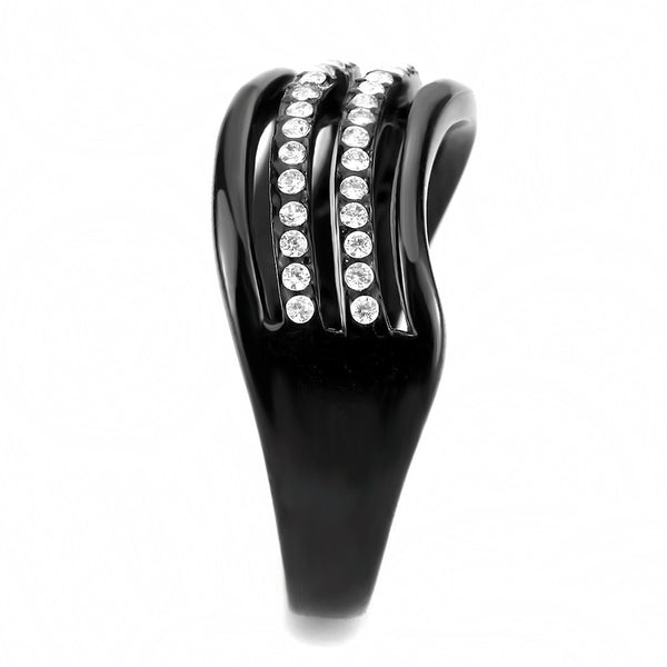 Top Grade Crystal Designer Black IP Stainless Steel Womens Infinity Pave Band - LA NY Jewelry