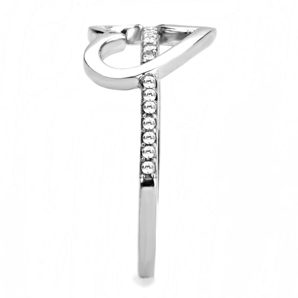 AAA Grade Clear CZ Herzform Edelstahl Damen Infinity Pave Dünnes Band