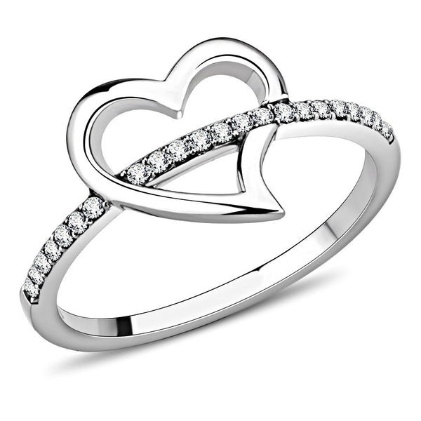 AAA Grade Clear CZ Herzform Edelstahl Damen Infinity Pave Dünnes Band