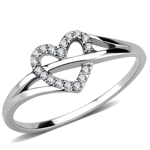 AAA-Qualität klarer Zirkonia auf herzförmigem Edelstahl für Damen Eternity Pave Dünnes Band