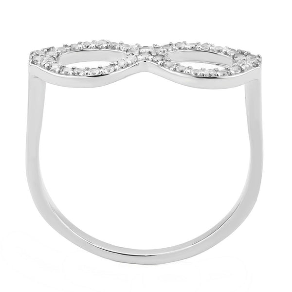 AAA-Qualität, klare Zirkonia auf Sonnenbrillen, Brillenform, Edelstahl, Eternity Pave, dünnes Band für Damen
