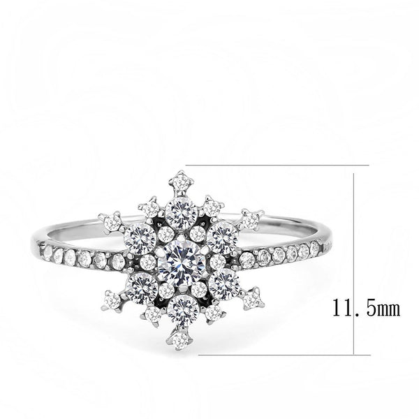 AAA-Qualität, klarer Zirkonia auf Schneeflockenform, Edelstahl, schmales Eternity Pave-Band für Damen