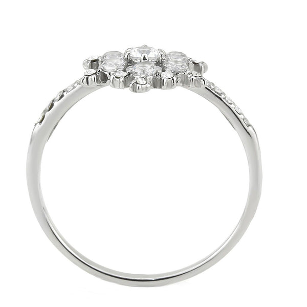 AAA-Qualität, klarer Zirkonia auf Schneeflockenform, Edelstahl, schmales Eternity Pave-Band für Damen