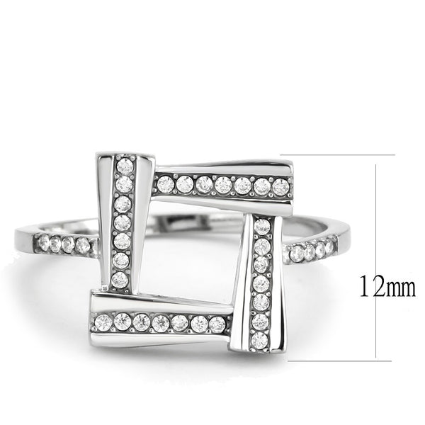 AAA-Qualität, klare Zirkonia auf quadratischem Edelstahl-Eternity-Pavé-Ring für Damen