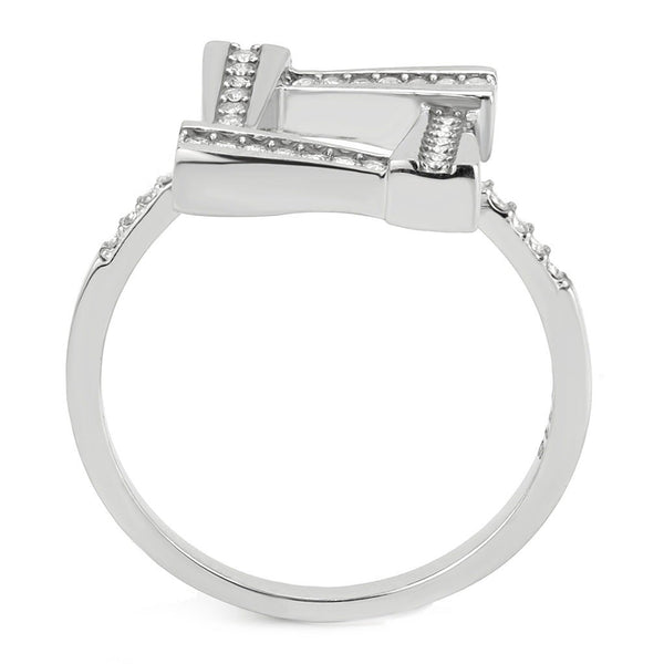 AAA-Qualität, klare Zirkonia auf quadratischem Edelstahl-Eternity-Pavé-Ring für Damen