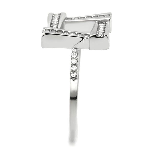 AAA-Qualität, klare Zirkonia auf quadratischem Edelstahl-Eternity-Pavé-Ring für Damen