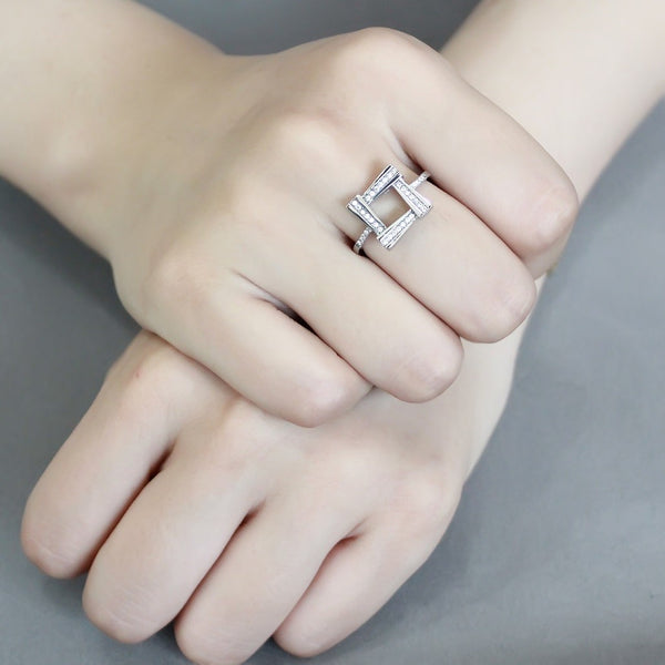 AAA-Qualität, klare Zirkonia auf quadratischem Edelstahl-Eternity-Pavé-Ring für Damen