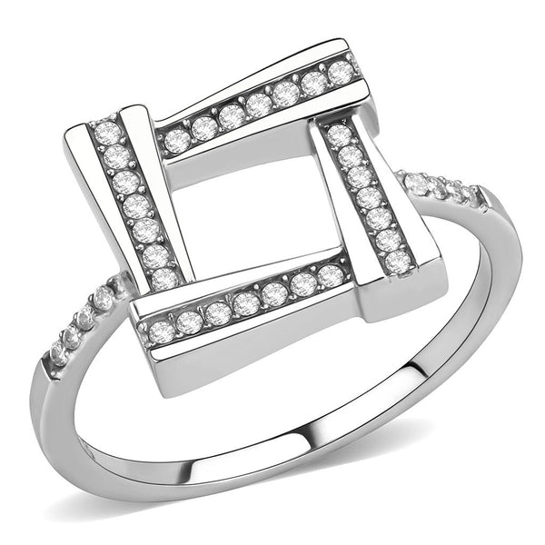 AAA-Qualität, klare Zirkonia auf quadratischem Edelstahl-Eternity-Pavé-Ring für Damen