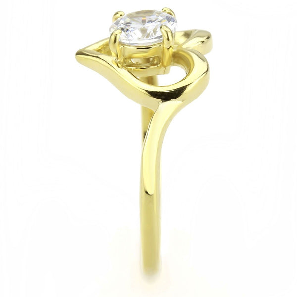 6x6mm Klare Runde CZ Innen Herz Form Damen Gold IP Edelstahl Band