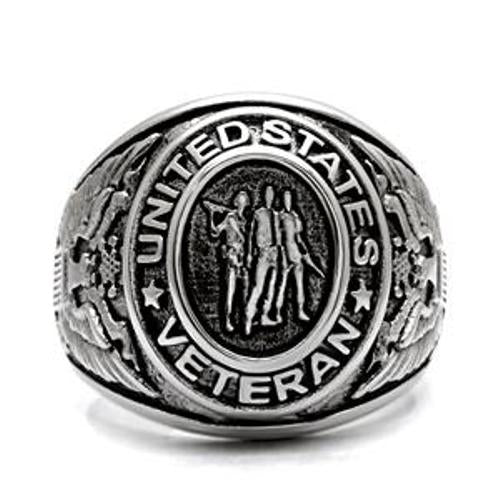 316 Stainless Steel US Military/Veteran Mens Wide Band Ring - LA NY Jewelry
