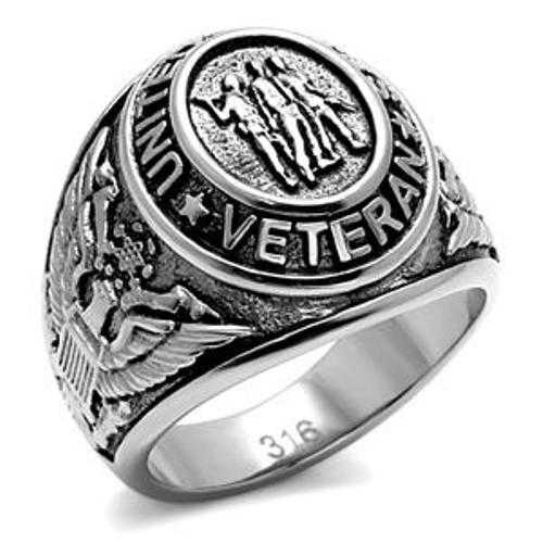 316 Stainless Steel US Military/Veteran Mens Wide Band Ring - LA NY Jewelry