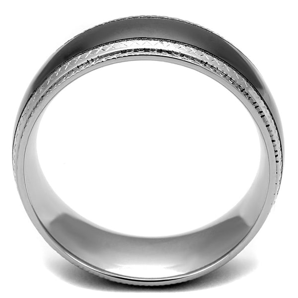 Couple Rings Black Set Womens 3 Stone Princess CZ Stainless Steel 2 Rings Mens Matching Band