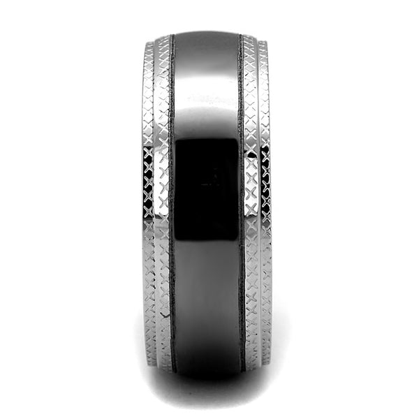 Couple Rings Black Set Womens 3 Stone Princess CZ Stainless Steel 2 Rings Mens Matching Band